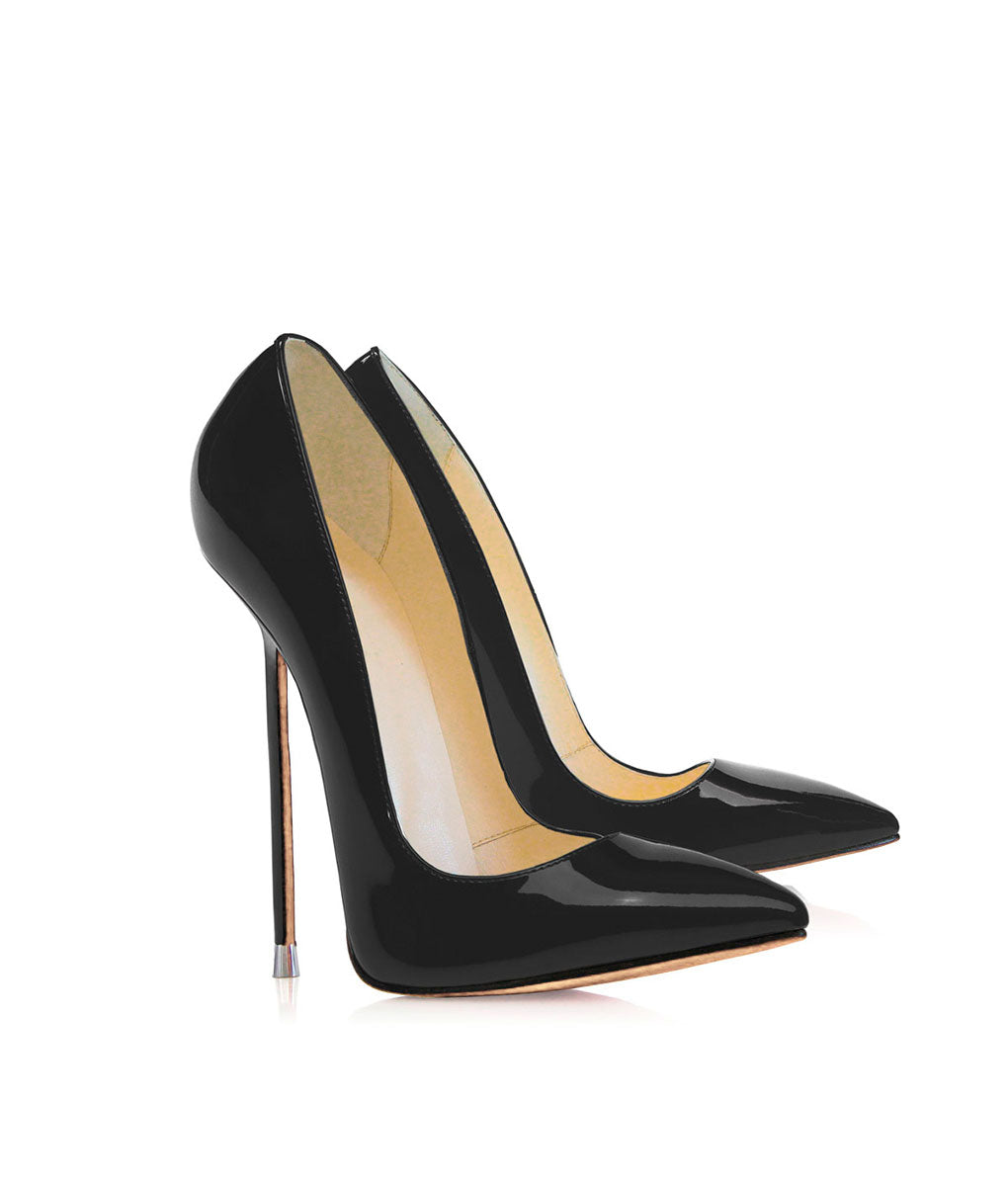 Akhira Black Patent · Charlotte Luxury Shoes · Luxury High Heel Pumps · Di Marni - Vicenzo Rossi · Custom made · Made to measure · Black Luxury Pumps High Heel Shoes · Stiletto Shoes