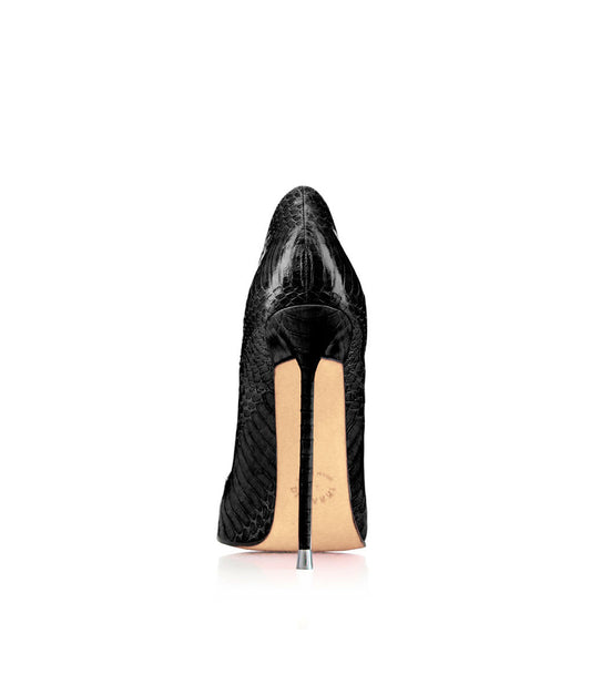Akhira Black Python · Charlotte Luxury Shoes · Luxury High Heel Pumps · Di Marni - Vicenzo Rossi · Custom made · Made to measure · Black Luxury Pumps High Heel Shoes · Stiletto Shoes