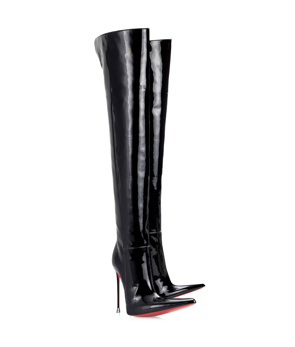 Dassel 125 Black Patent · Charlotte Luxury Boots · Luxury High Heel Pointy Boots · Di Marni - Vicenzo Rossi · Custom made · Made to measure · Luxury Over Knee High Heel Boots · Boots