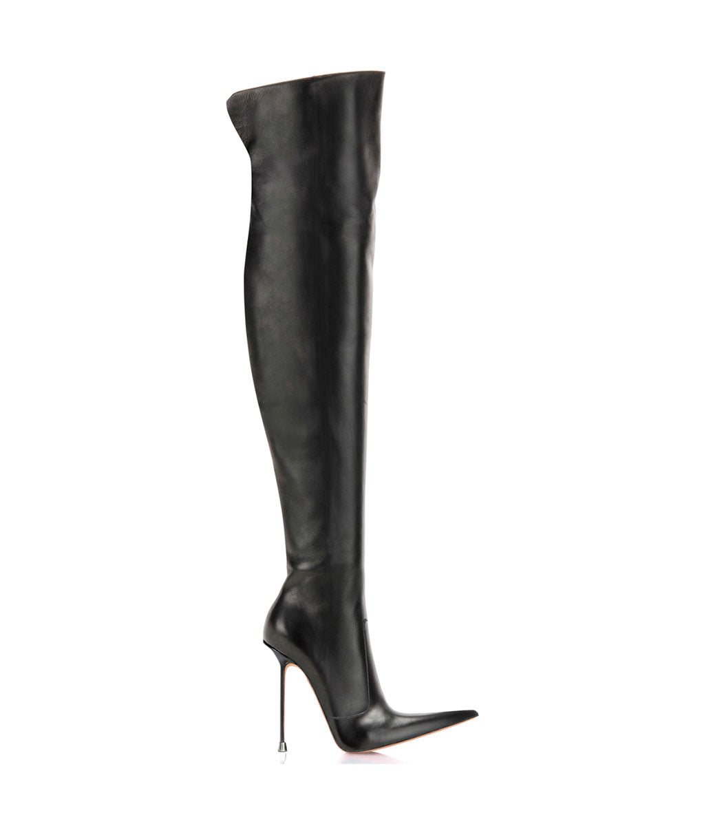 Troann Black · Charlotte Luxury Boots · Luxury High Heel Pointy Boots · Di Marni - Vicenzo Rossi · Custom made · Made to measure · Luxury Over Knee High Heel Boots · Boots