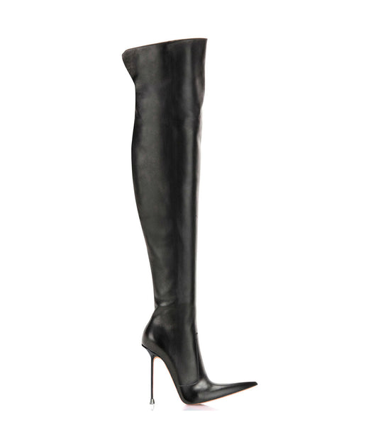 Troann Black · Charlotte Luxury Boots · Luxury High Heel Pointy Boots · Di Marni - Vicenzo Rossi · Custom made · Made to measure · Luxury Over Knee High Heel Boots · Boots