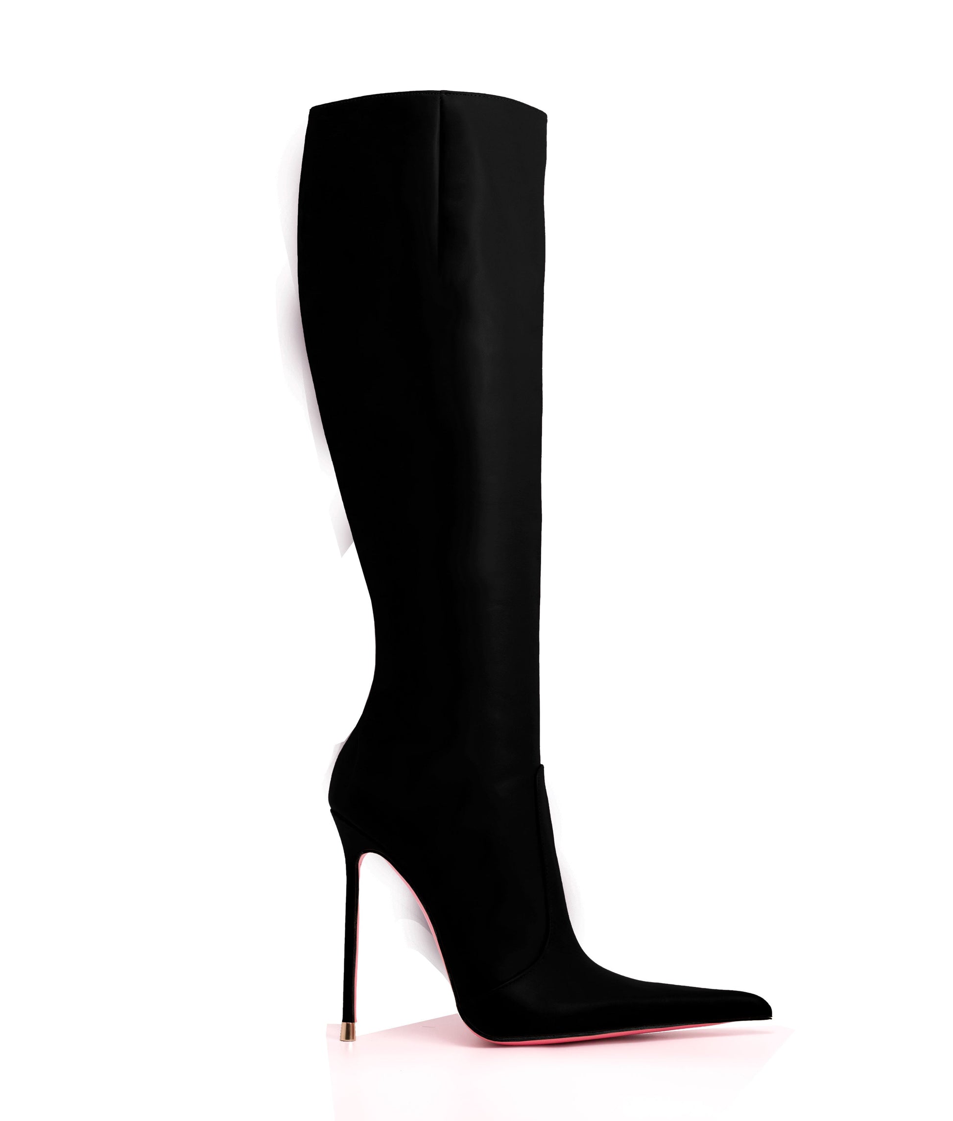 Corçao 125 Black Napa  · Charlotte Luxury Boots · Luxury High Heel Pointed Toe Boots · Vicenzo Rossi · Custom made · Made to measure · Luxury Pointy High Heel Boots · Stiletto Boots