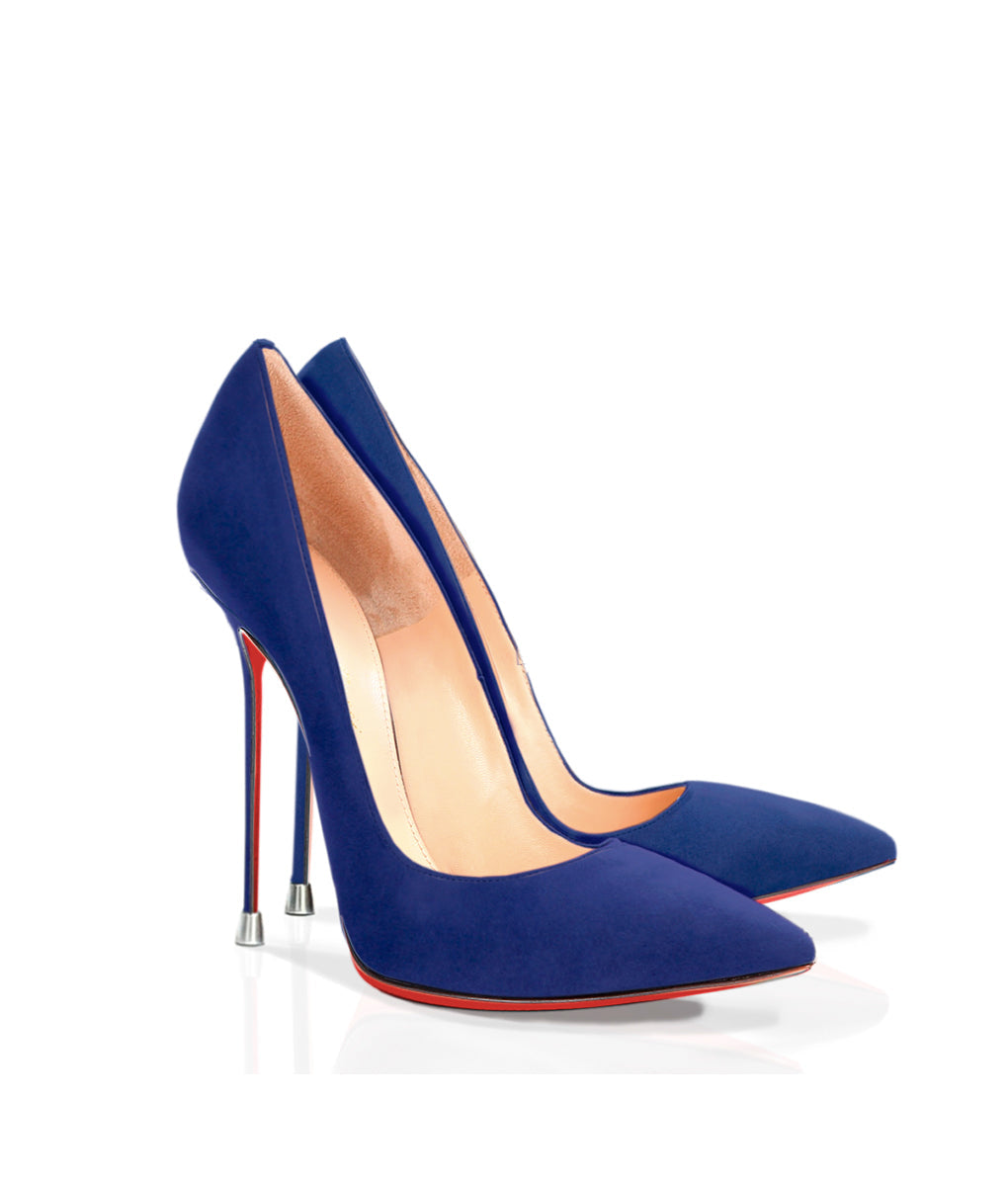 Akhira Navy Blue Suede · Charlotte Luxury Shoes · Luxury High Heel Pumps · Di Marni - Vicenzo Rossi · Custom made · Made to measure · Luxury Pumps High Heel Shoes · Stiletto