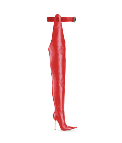 Chapu Red · Charlotte Luxury Boots · Luxury High Heel Pointy Boots · Di Marni · Custom made · Made to measure · Luxury Chap OTK Thigh High Heel Boots · Boots