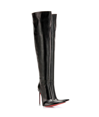 Dassel 125  Black · Charlotte Luxury Boots · Luxury High Heel Pointy Boots · Di Marni - Vicenzo Rossi · Custom made · Made to measure · Luxury Over Knee High Heel Boots · Boots