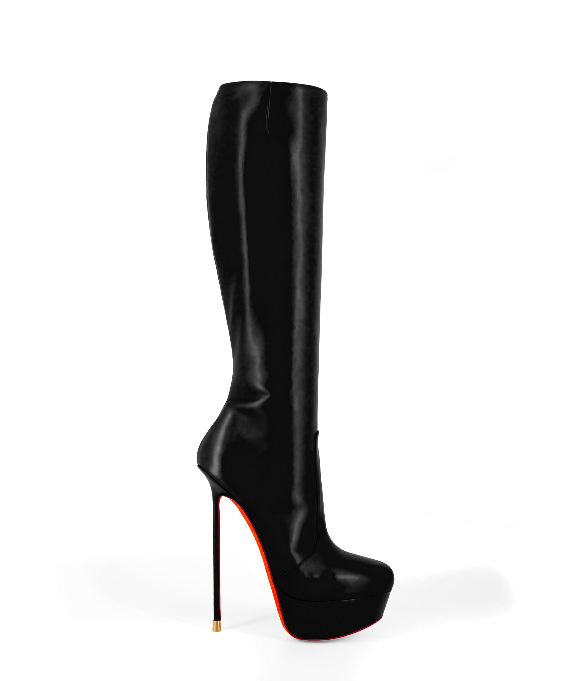 Demona 155 Black Nappa · Luxury High Heel Knee High Boots · Vicenzo Rossi  · Charlotte Luxury Boots · Luxury High Heel Knee High Boots · Di Marni - Vicenzo Rossi · Custom made · Made to measure · Luxury Platform Boots · High Heel Boots