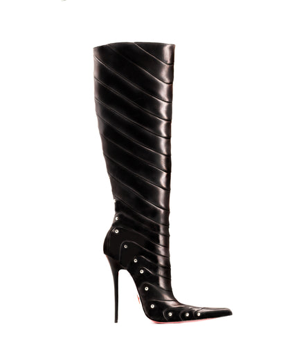 Doolas 125 Black · Charlotte Luxury Boots · Luxury High Heel Pointy Boots · Di Marni - Vicenzo Rossi · Custom made · Made to measure · Luxury Pointy High Heel Boots · Stiletto Boots